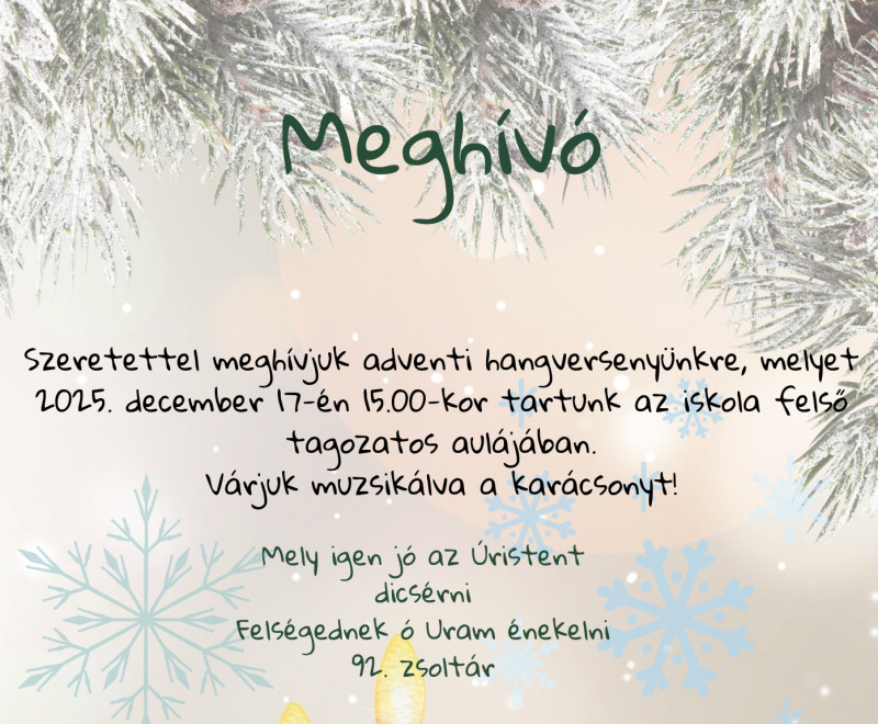 Adventi hangverseny az aulában