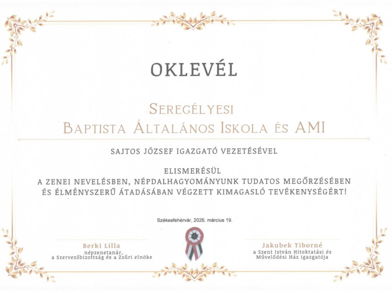 Iskolánk elismerésben részesült!